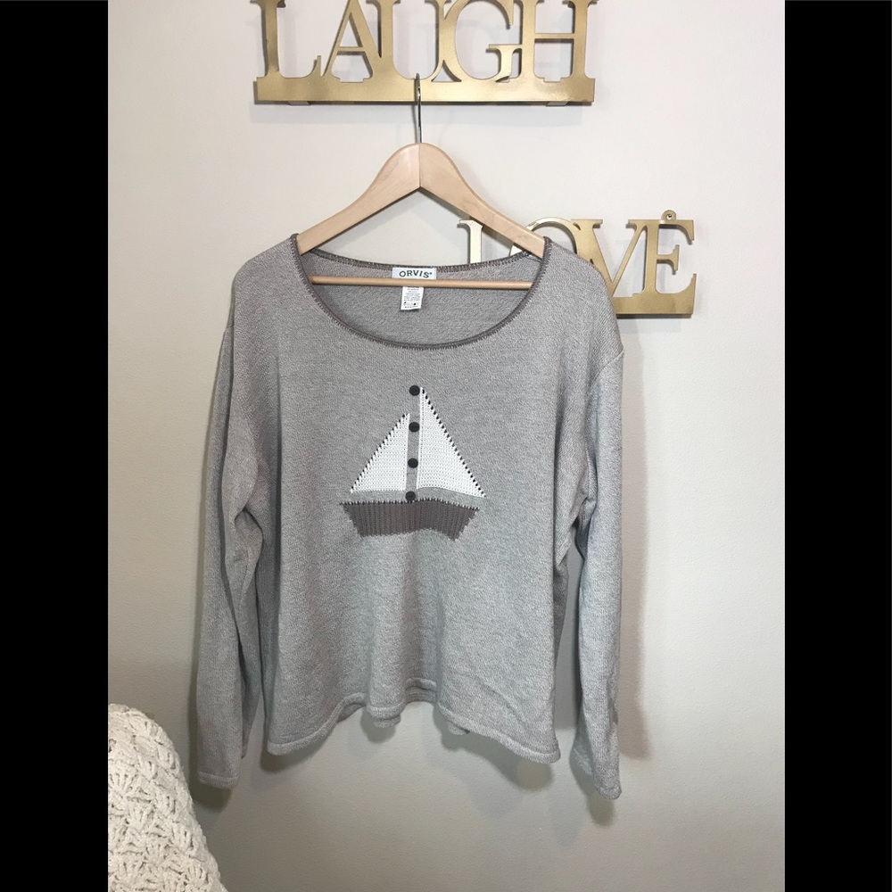 Orvis XL sweater with sail boat embroidery - Picture 3 of 7